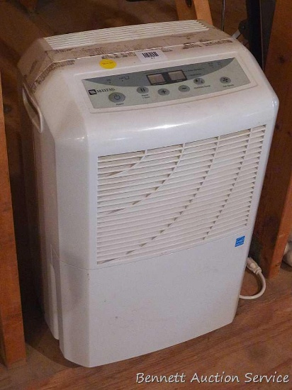 Maytag dehumidifier turns on and is Model M7DH65B2A*A. Stands about 2' tall and has wheels. Has a 65