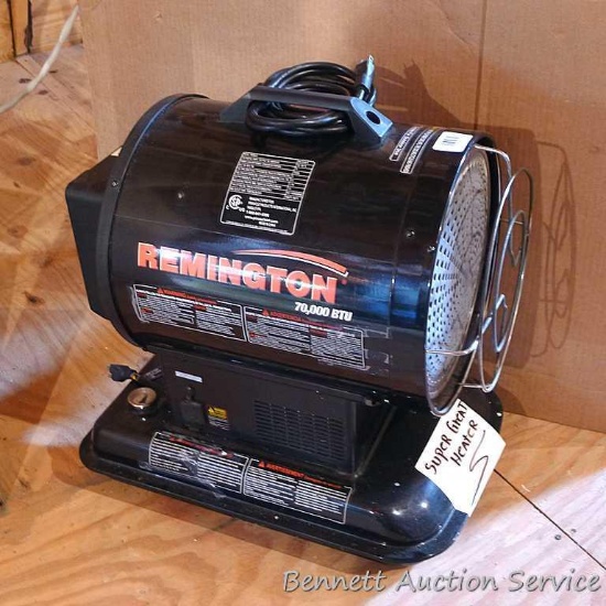 Remington 70,000 BTU Pro-On-The-Go kerosene heater is Model HH-70-SS-A. Has a 4 gallon tank