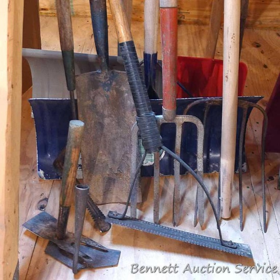 Nice Union and Garani snow shovels, pitchfork, garden fork, weed cutters, shovel, more. Bigger snow