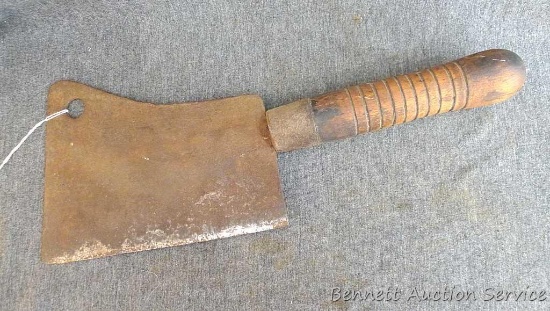 Vintage cleaver is about 13-1/2" long with a 5-1/4" blade at tallest point.
