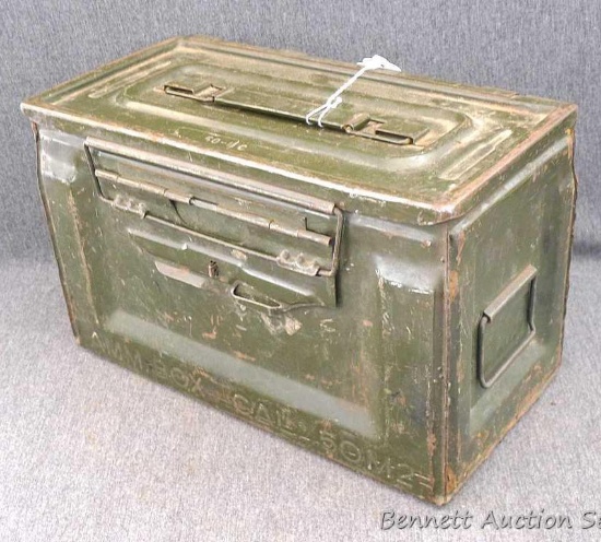 Old U.S. Military flaming bomb .50M2 Cal ammunition box has latch on the side instead of the front.