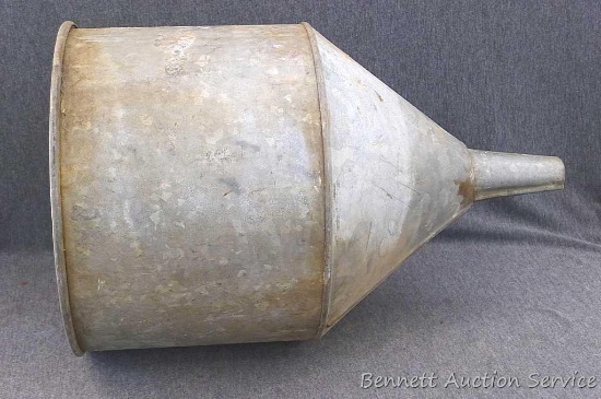 Huge metal funnel is about 19" tall and 12" wide.