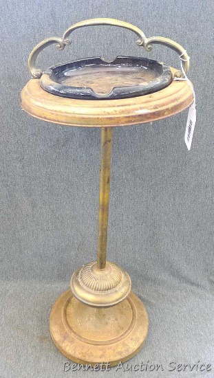 Smoking stand has a 8" glass ashtray. Ashtray in good condition. Stand is a little crooked, but may