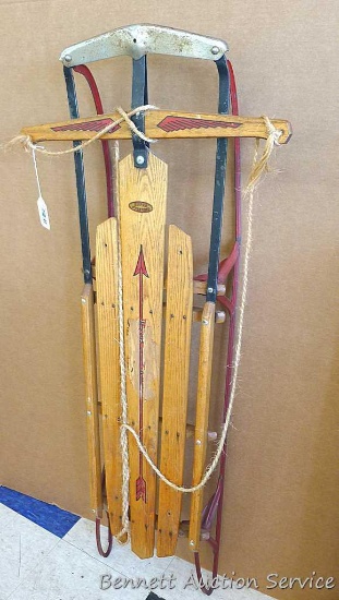 Flexible Flyer No. 251H Airling Junior runner sled has nice graphics on the front and back. Made by