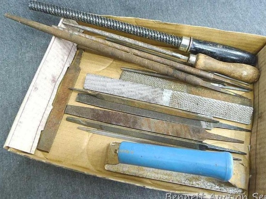 Assortment of rasps and files. Longest rasp measures approx.. 14" long. Longest file measures