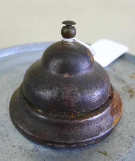 Vintage metal push top service bell. Bell measures approx.. 3" x 2-1/2"