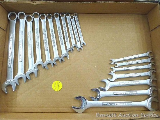 Craftsman metric open end and combination wrenches up to 19mm.