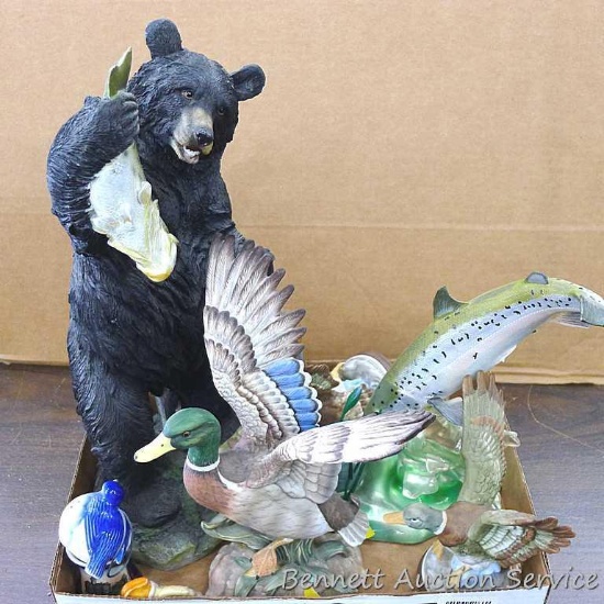 Danbury Mint Royal Catch figurine, bear figurine, Mallard duck figurines, Walt Disney Productions