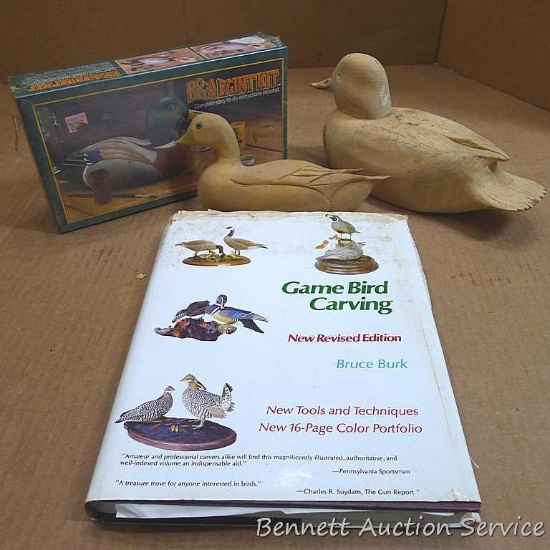 Handmade wooden ducks are ready to finish. Includes NIP Do-A-Duck paint kit and a book on Game Bird