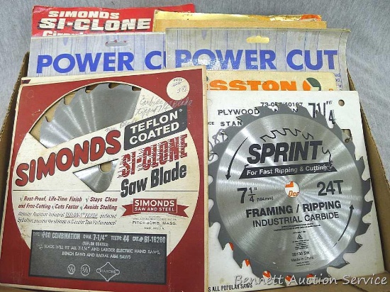 Disston, Black & Decker, Simonds, Sprint, and other circular saw blades and abrasive blades. Some