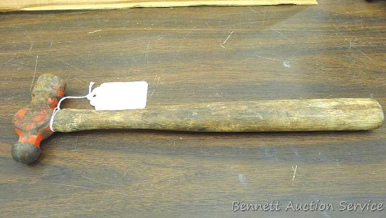 Channel Lock brand ball peen hammer is 14-1/2" long and has a 4" head.