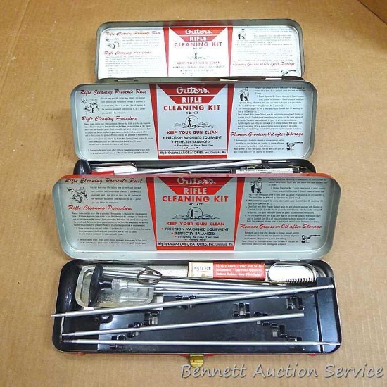 Three Outers Gunslick Rifle cleaning kits are all about 13-1/2" long. Will ship without liquids and