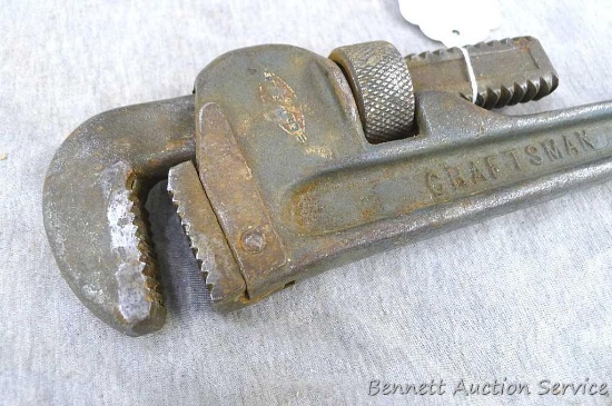 Craftsman No. 14 pipe wrench, jaws look fine.