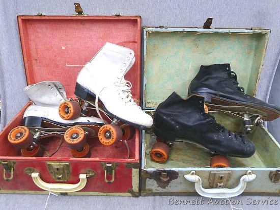 His and Hers roller skates with boxes were made by Chicago Roller Skate Co. Sizes 5 and 7, Boxes