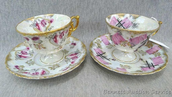 Two Royal Sealy China teacups and saucers were made in Japan. Look to be in good condition. Saucers