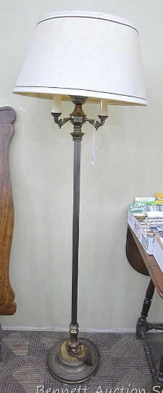 Antique floor lamp with lighted base stands about 5' tall. Cord is crumbling and needs to be