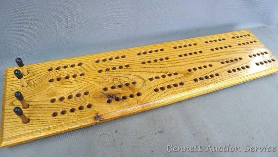 Nice cribbage board comes with pegs, but it would be cool to find cartridge shells that fit it and