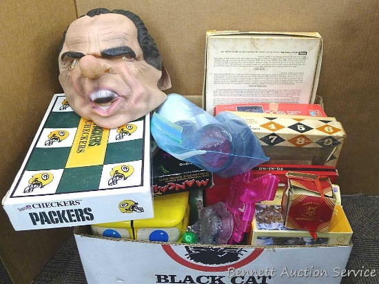 Green Bay Packers vs Cubs checkers, Aggravation, creepy mask, mancala, Po-Ke-No, Wolf and other