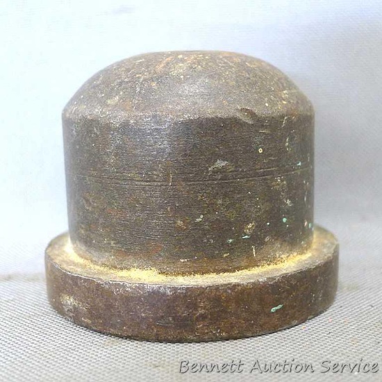 Small solid steel bench anvil is 2-1/2" tall and 3" diameter. Nice for delicate work.
