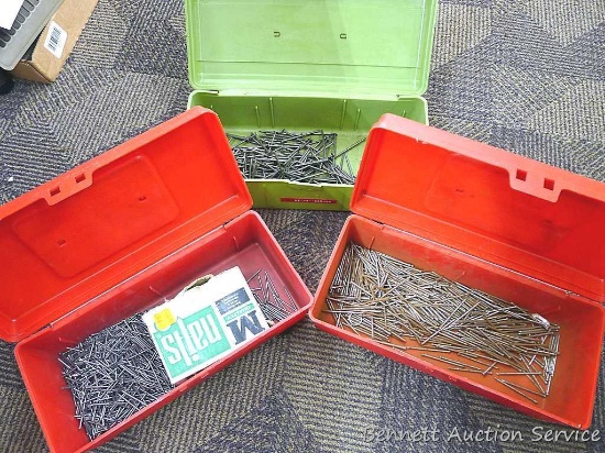 Three boxes are all about 12" long and hold nails up to about 2-1/2".
