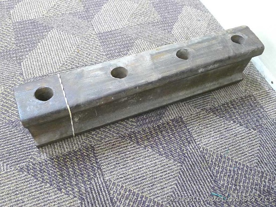 Piece of railroad rail track is 22" long and makes a good anvil. Measures about 22" x 5-1/2" x 4".