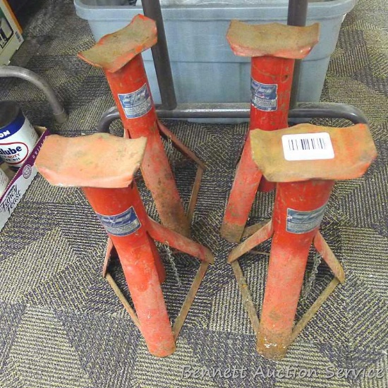 Four CP jack stands have 4000 lb capacity. Stand about 15" as pictured and raise to 22".