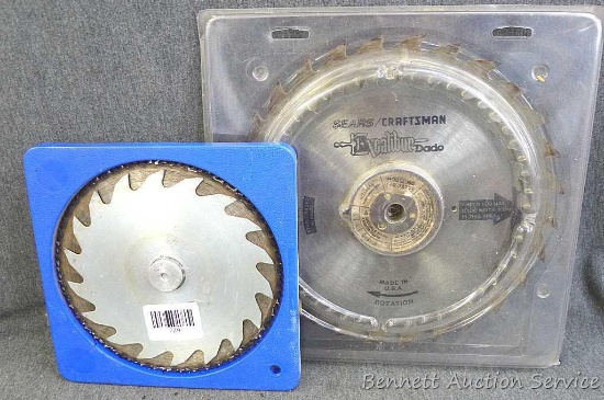 Craftsman Excalibur dado blade and a couple of other saw blades. Widest blade in blue cases is 7",