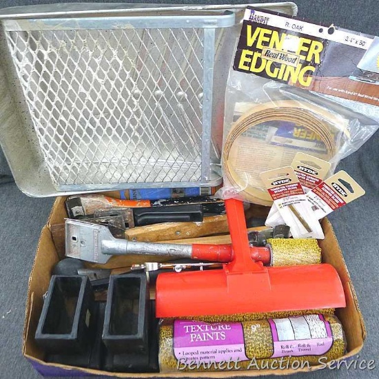 Paint rollers, ladder feet, paint scrapers, NIP Hyde tungsten carbide scraper blades, more. Paint