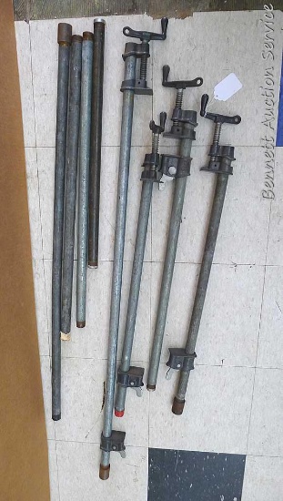 Four Craftsman pipe clamps with extra pipes. Longest pipe about 4'.