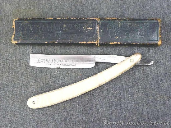 Extra Hollow Ground Fully Warranted straight razor was made by Columbia Cutlery Co. of Worcester