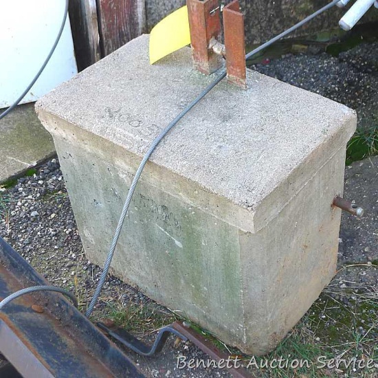 Solid concrete 3-point hitch counter weight, concrete block is about 24" x 15" x 21" tall