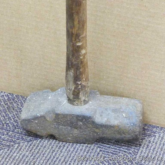 Really heavy cross peen maul is 35" long. Weighs 17 lbs.