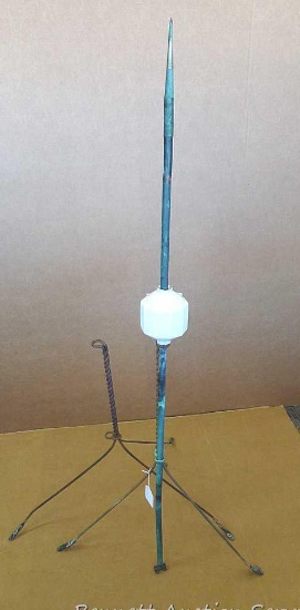 Lightning rod comes with D&S white glass globe and an extra stand. Globe about 5" tall and has a