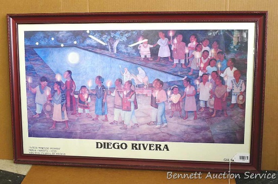 Nice large print titled "Diego Rivera". Mural painting 1953 "Hospital Infantil de Mexico" "Ninos
