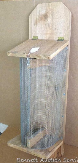 Large cedar bird feeder is nearly 3-1/2' tall and well built.