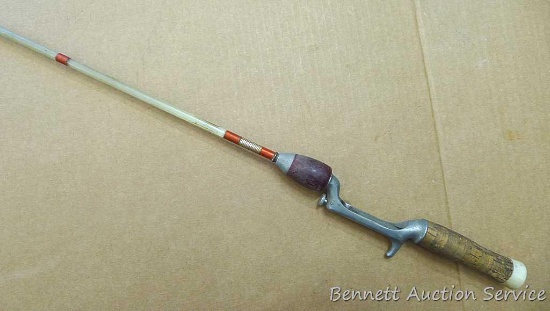 Vintage Heddon Pal one-piece fishing rod with U.S. patents as pictured. Cork and eyes look good,
