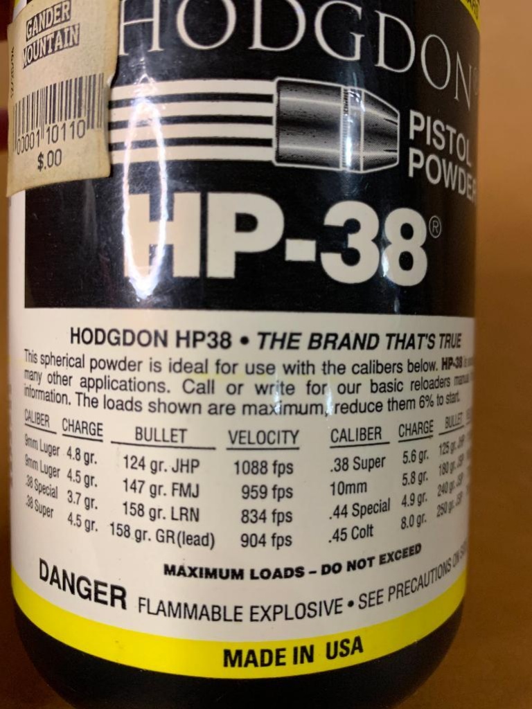 No shipping. Reloading Powder, Hodgdon Pistol HP-38, bottle approx 1/2 full  | Online Auctions | Proxibid