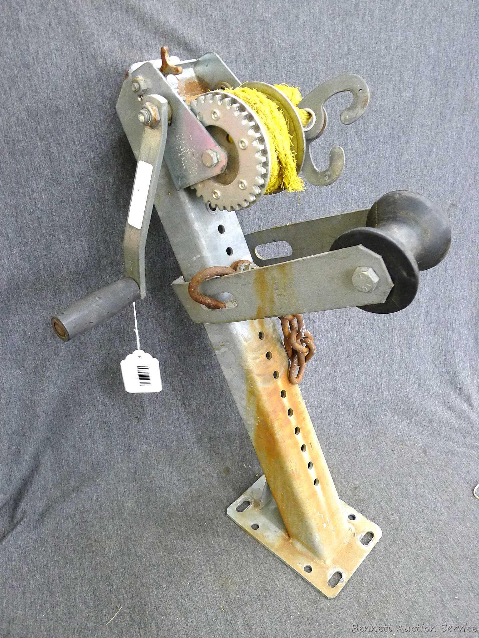 Boat trailer winch stand assembly with mounted Proxibid