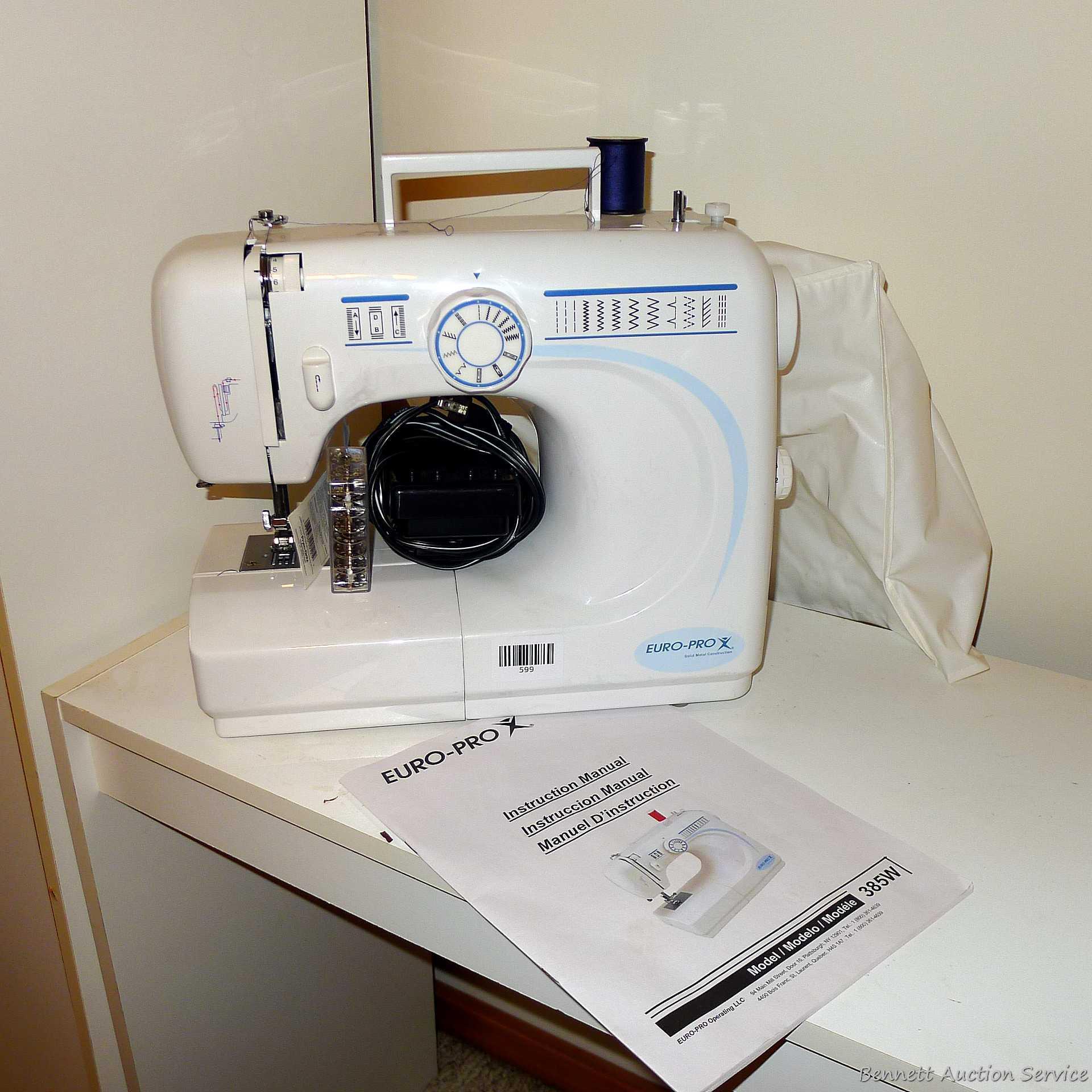 Euro-Pro sewing machine model 385W. Sewing | Proxibid
