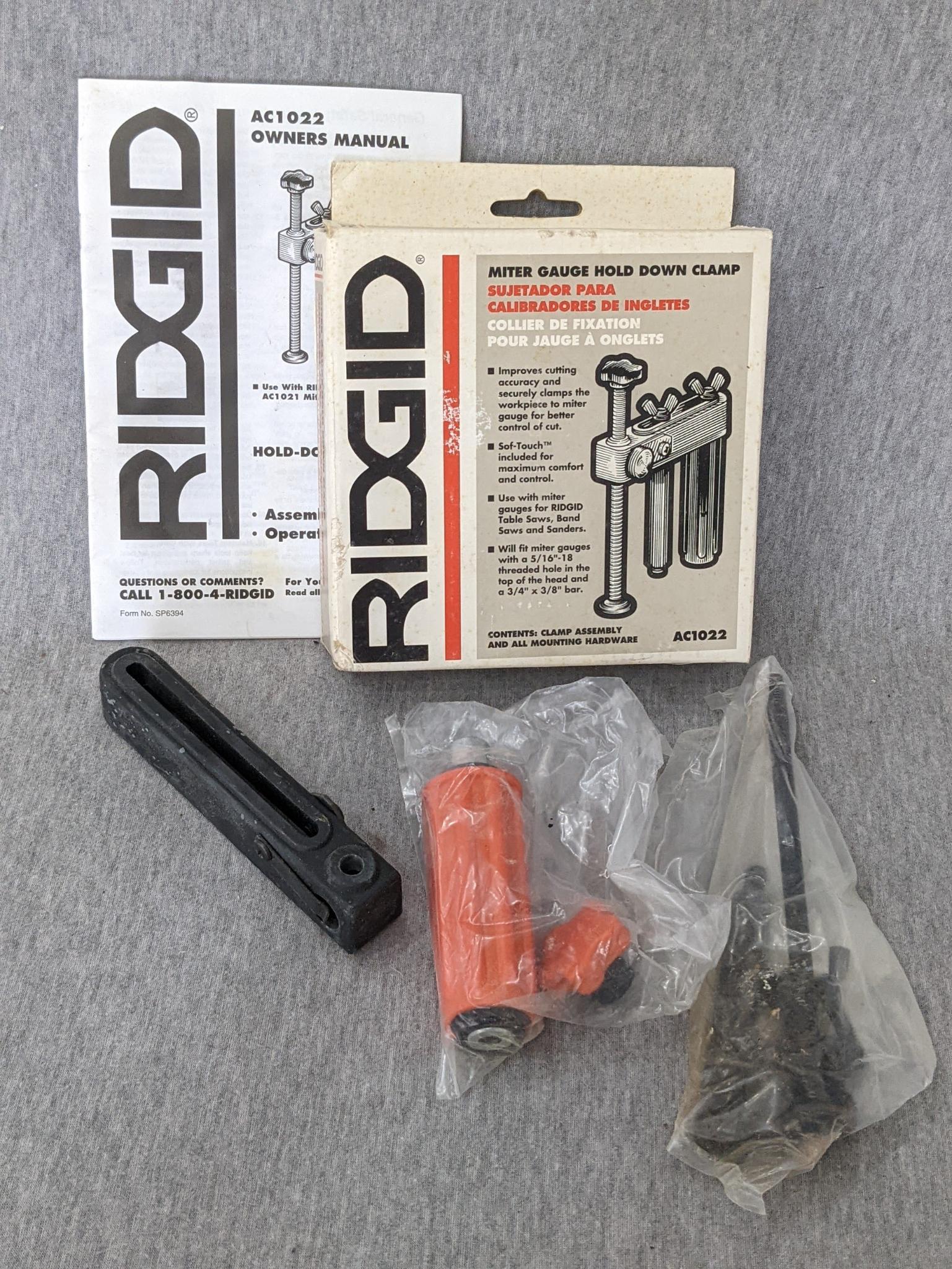 Ridgid miter gauge hold down clamp with box and Proxibid