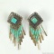 Southwestern designed sterling silver and turquois earrings; 9.25g. Very beautiful earrings.