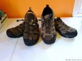 Men's Merrell tennis shoes, size 8-1/2; men's Keen waterproof sandals, size 9-1/2. Merrell's have