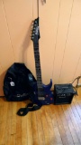 Gio Ibanez electric guitar with nylon case and Ibanez Model IBZ1G 16W guitar amplifier. Untested,