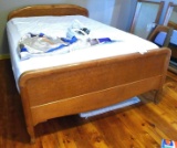 Full sized Nectar mattress with platform bedframe. Is sitting in a wooden bedframe right now, and