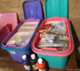 Two really nice Tupperware totes including all kinds of kraft supplies. Glue guns, beads, ribbon and