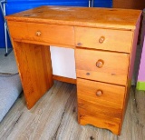 Cute little wooden desk with 4 drawers; measures 30