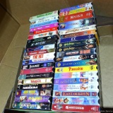 VHS tapes including Harry Potter, John Wayne, Forrest Gump, Highlander, Warlock, 8 Seconds, more.