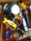 Paint respirator, gloves, speed square. hammer, utility knife, tape measure and more.