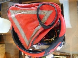Fifteen inch Steering wheel cover and other misc. automotive parts including oil filter wrench,