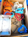 Assortment of holiday cookie cutters.